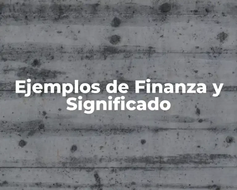 Ejemplos de Finanza y Significado