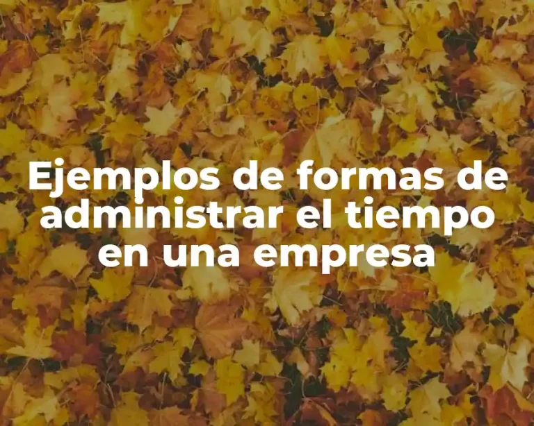 Ejemplos de formas de administrar el tiempo en una empresa