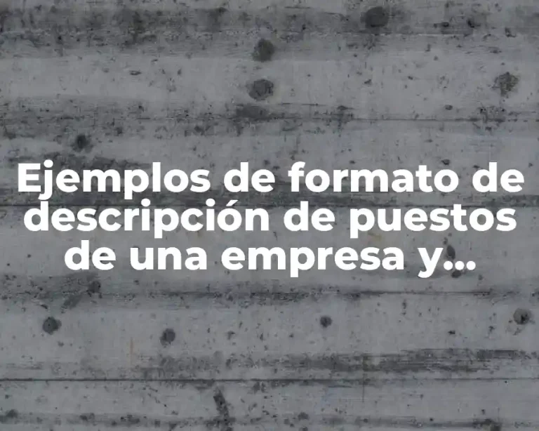 Ejemplos de formato de descripción de puestos de una empresa y Significado