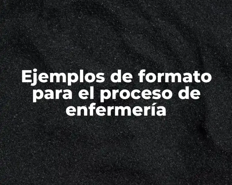 Ejemplos de formato para el proceso de enfermería