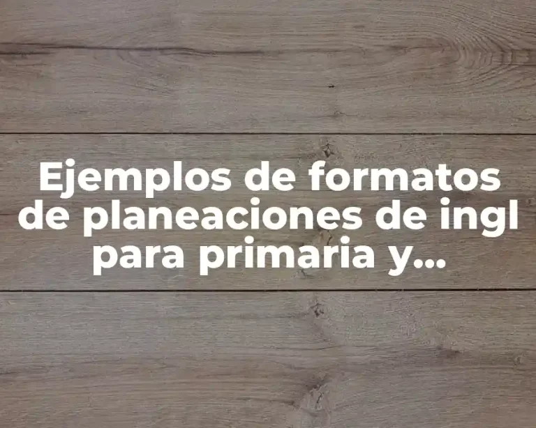 Ejemplos de formatos de planeaciones de ingl para primaria y Significado