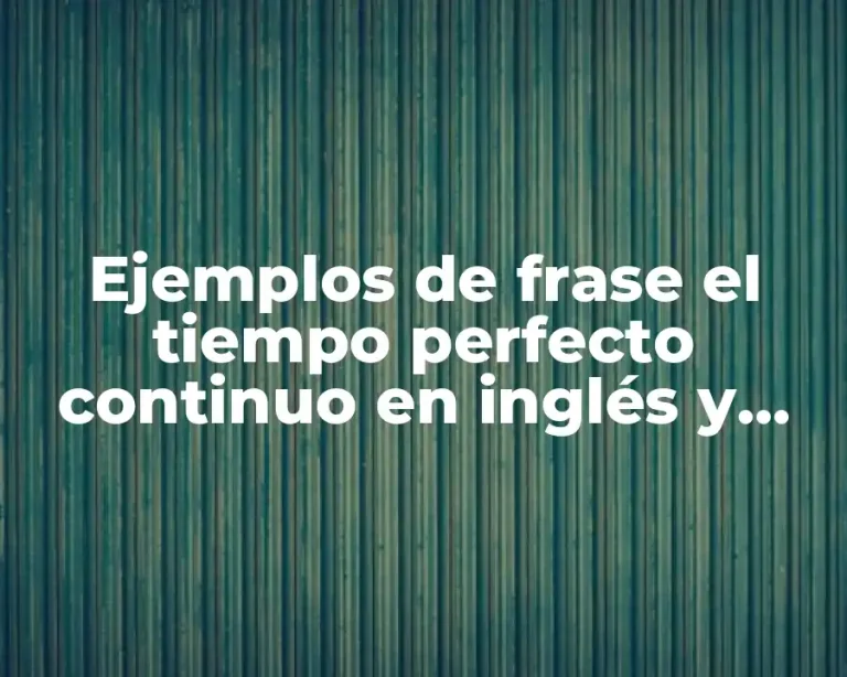 Ejemplos de frase el tiempo perfecto continuo en inglés y Significado