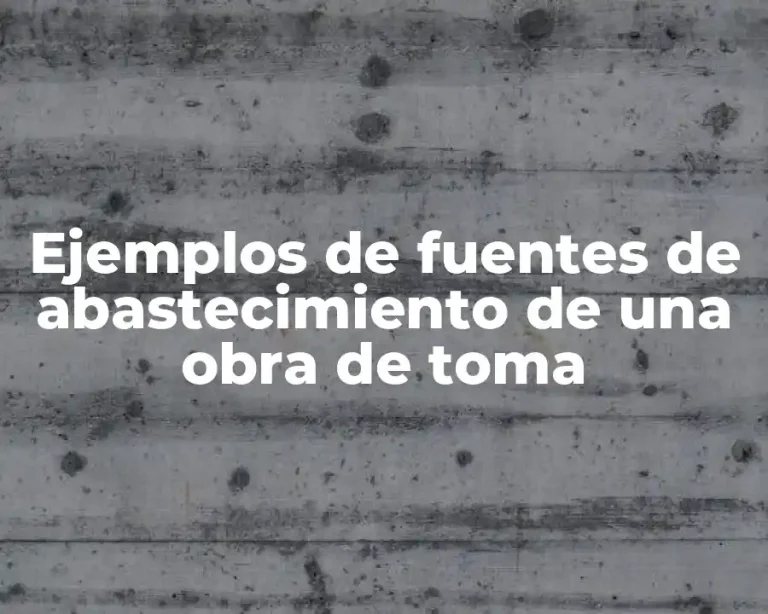 Ejemplos de fuentes de abastecimiento de una obra de toma