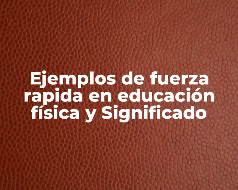 Ejemplos de fuerza rapida en educación física y Significado