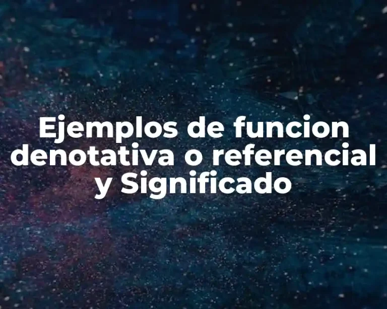 Ejemplos de funcion denotativa o referencial y Significado