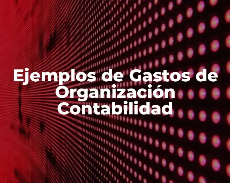Ejemplos de Gastos de Organización Contabilidad