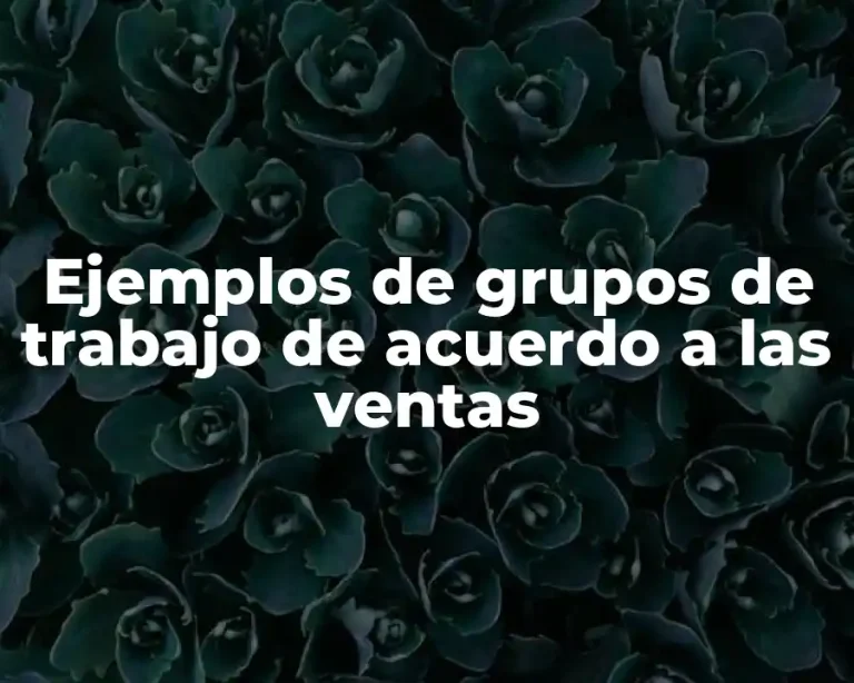Ejemplos de grupos de trabajo de acuerdo a las ventas