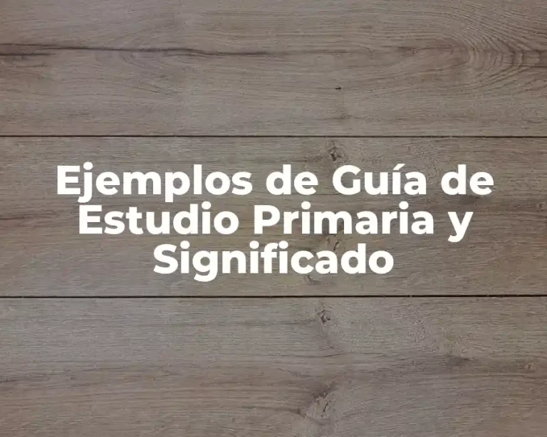 Ejemplos de Guía de Estudio Primaria y Significado
