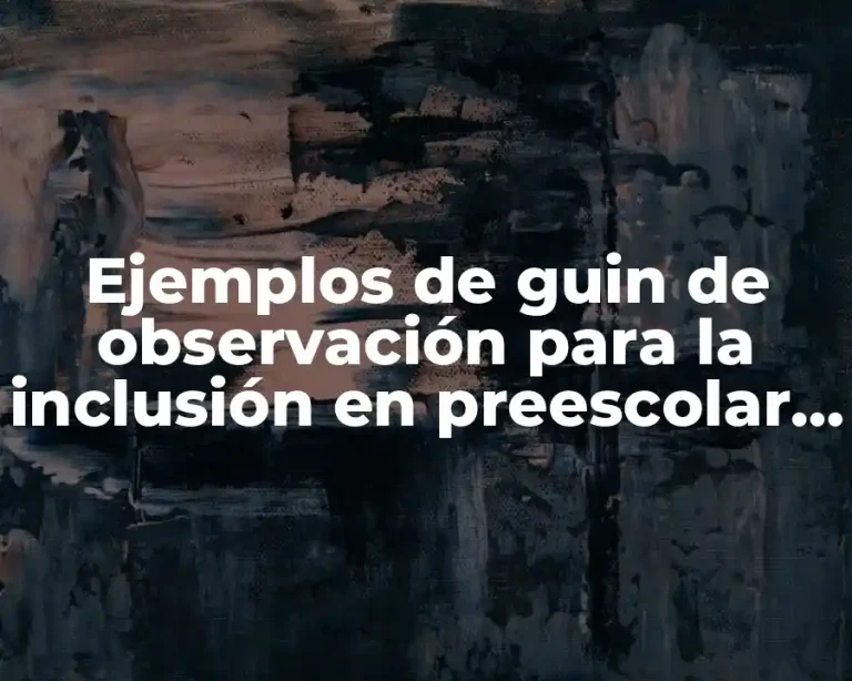 Ejemplos de guin de observación para la inclusión en preescolar y Significado