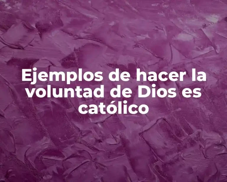 Ejemplos de hacer la voluntad de Dios es católico