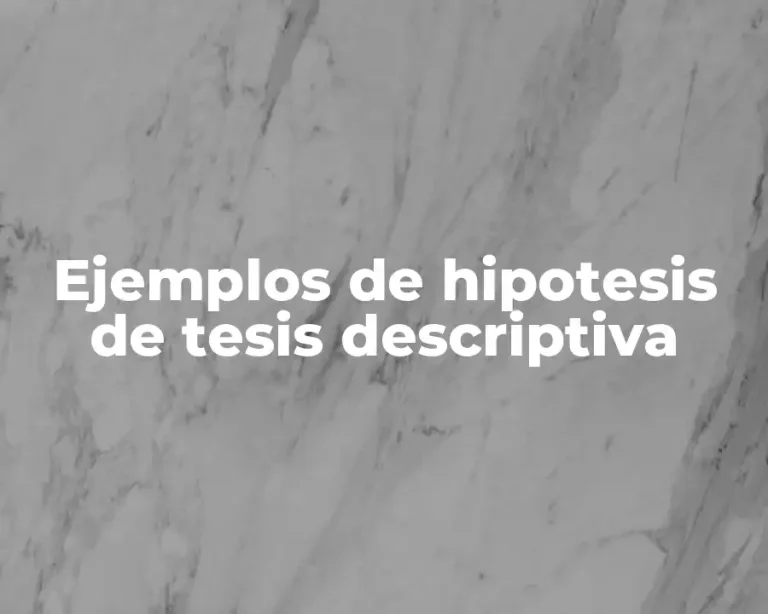 Ejemplos de hipotesis de tesis descriptiva