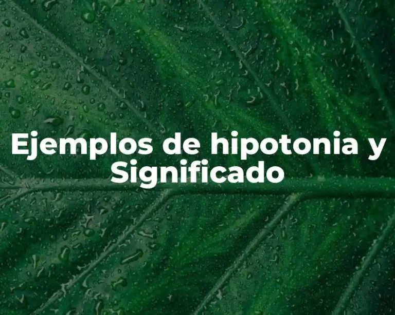 Ejemplos de hipotonia y Significado