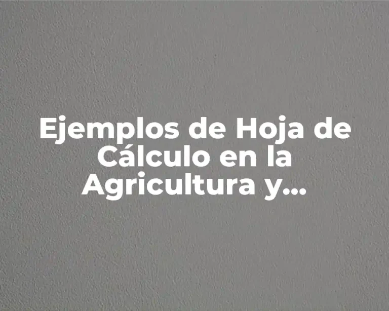 Ejemplos de Hoja de Cálculo en la Agricultura y Significado