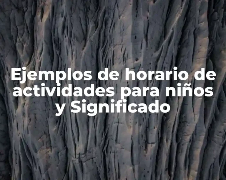 Ejemplos de horario de actividades para niños y Significado