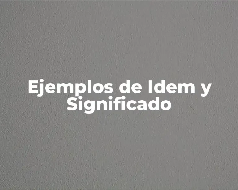 Ejemplos de Idem y Significado