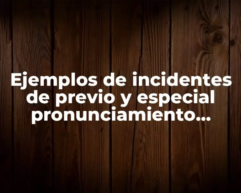 Ejemplos de incidentes de previo y especial pronunciamiento concepto