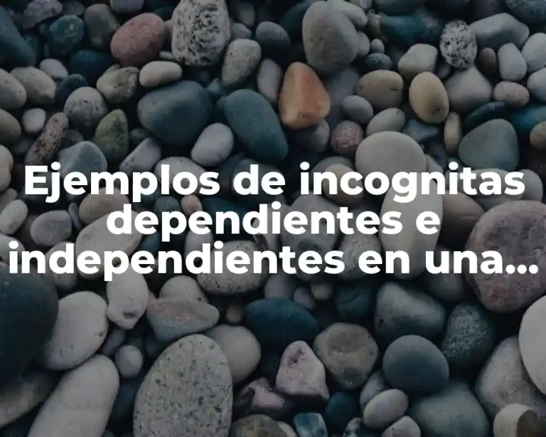 Ejemplos de incognitas dependientes e independientes en una ecuación