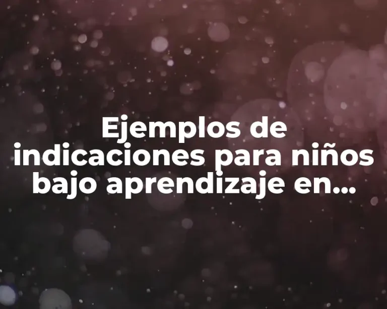 Ejemplos de indicaciones para niños bajo aprendizaje en preescolar y Significado