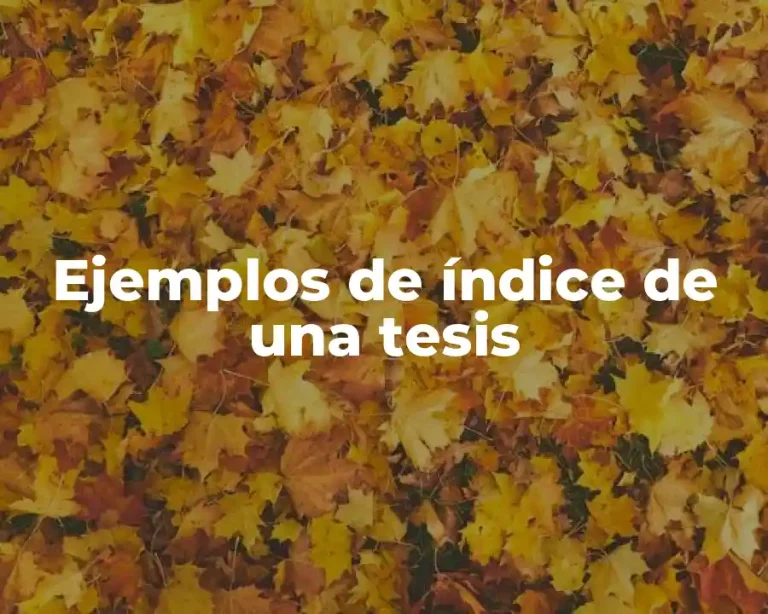 Ejemplos de índice de una tesis