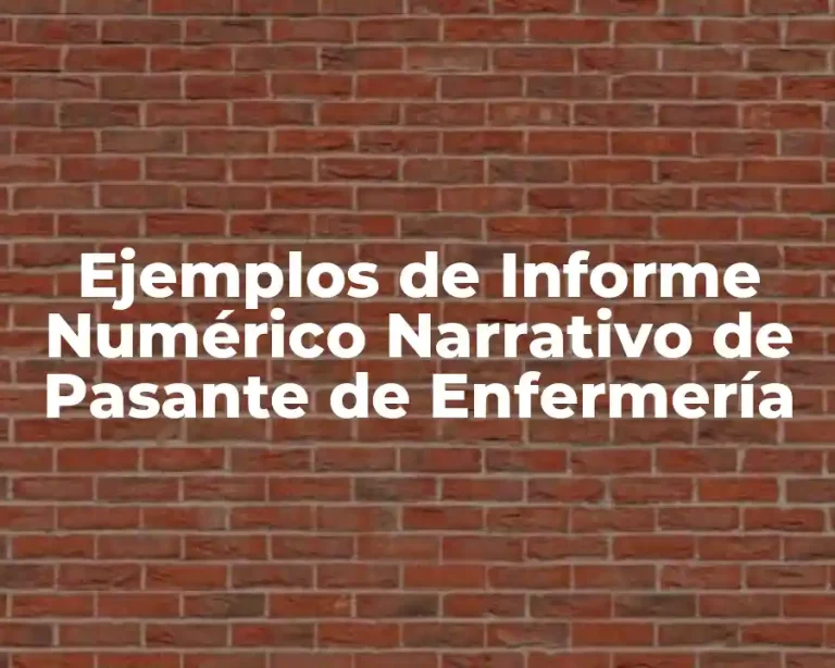 Ejemplos de Informe Numérico Narrativo de Pasante de Enfermería