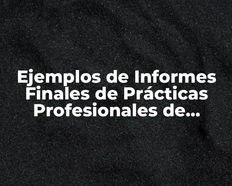 Ejemplos de Informes Finales de Prácticas Profesionales de Manuales