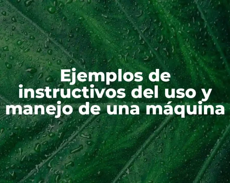 Ejemplos de instructivos del uso y manejo de una máquina
