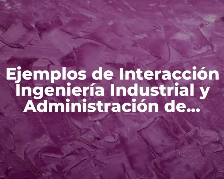Ejemplos de Interacción Ingeniería Industrial y Administración de Operaciones y Significado