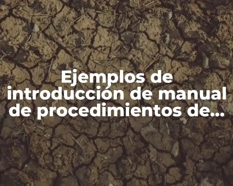 Ejemplos de introducción de manual de procedimientos de fabrica y Significado