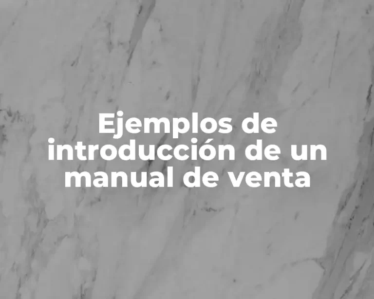 Ejemplos de introducción de un manual de venta