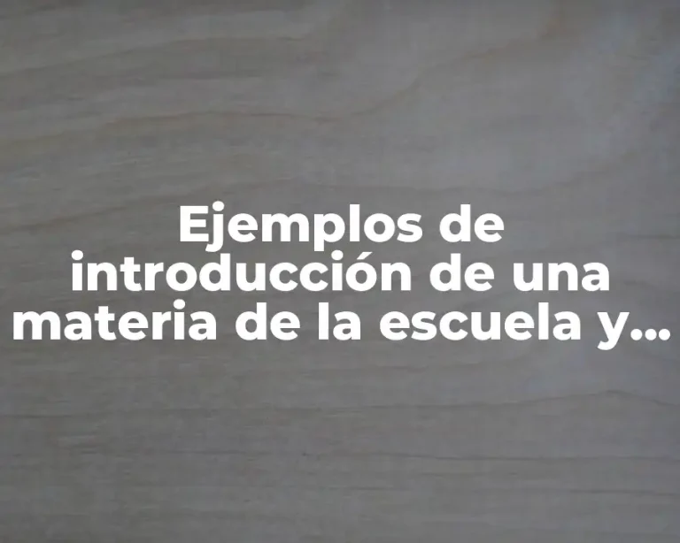 Ejemplos de introducción de una materia de la escuela y Significado