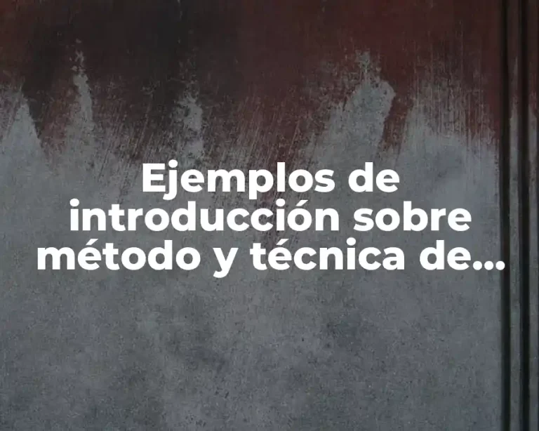 Ejemplos de introducción sobre método y técnica de investigación
