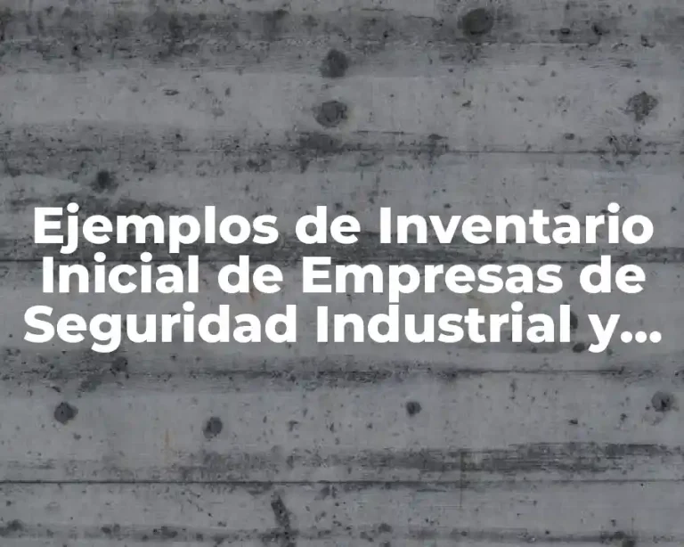 Ejemplos de Inventario Inicial de Empresas de Seguridad Industrial y Significado