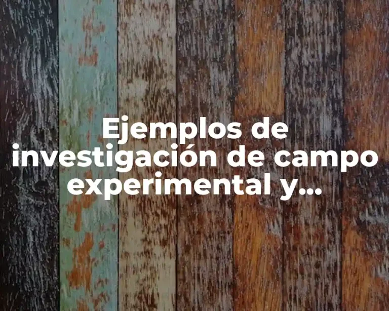 Ejemplos de investigación de campo experimental y descriptiva y Significado