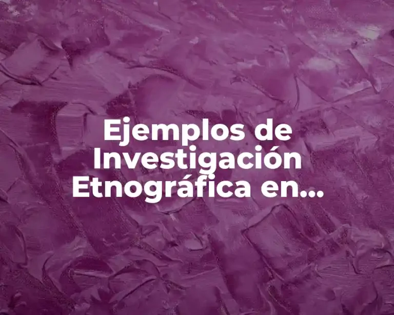 Ejemplos de Investigación Etnográfica en Educación