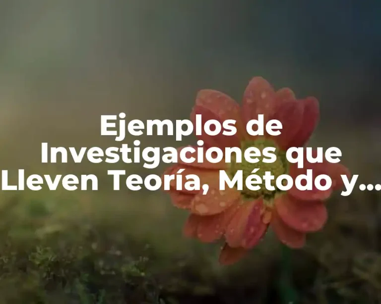 Ejemplos de Investigaciones que Lleven Teoría, Método y Técnica