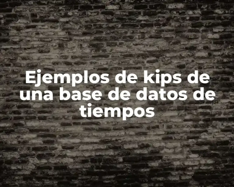 Ejemplos de kips de una base de datos de tiempos
