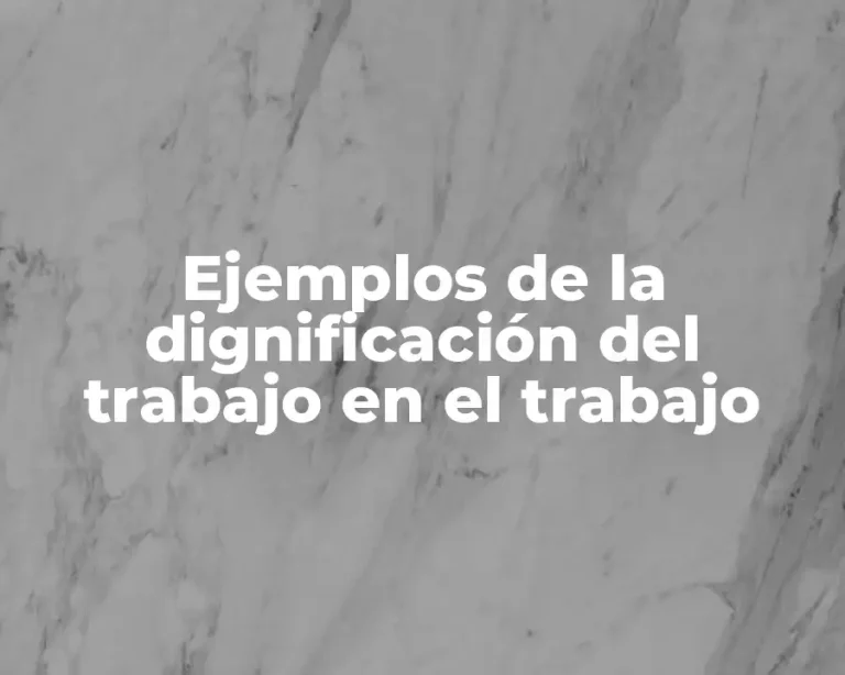 Ejemplos de la dignificación del trabajo en el trabajo