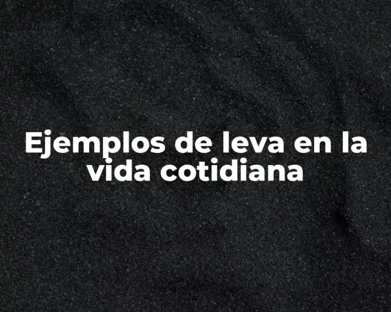 Ejemplos de leva en la vida cotidiana