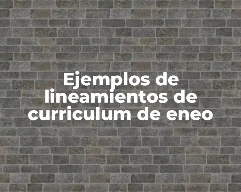 Ejemplos de lineamientos de curriculum de eneo