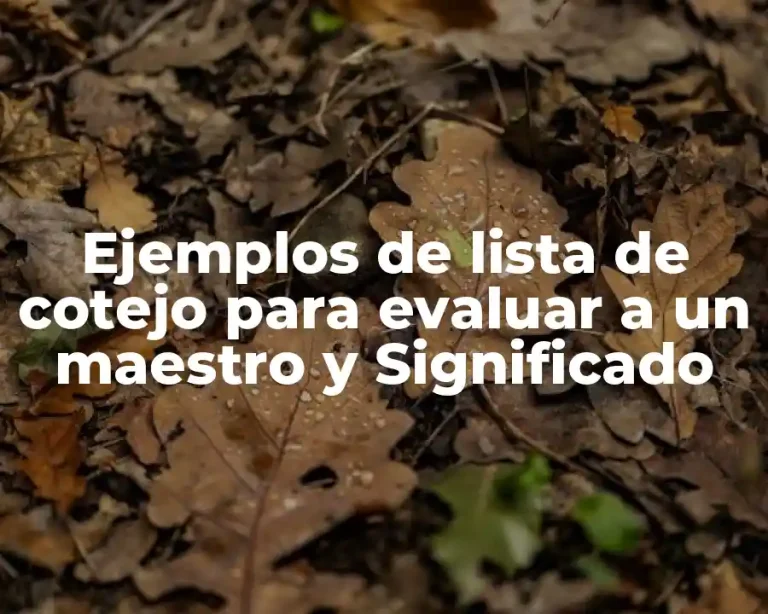 Ejemplos de lista de cotejo para evaluar a un maestro y Significado