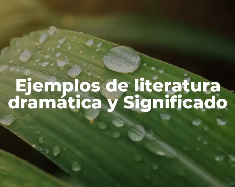 Ejemplos de literatura dramática y Significado