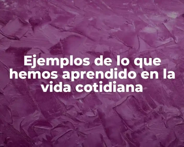 Ejemplos de lo que hemos aprendido en la vida cotidiana