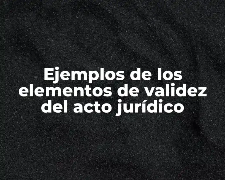 Ejemplos de los elementos de validez del acto jurídico