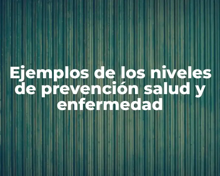 Ejemplos de los niveles de prevención salud y enfermedad