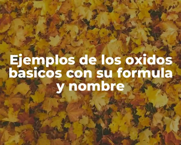 Ejemplos de los oxidos basicos con su formula y nombre