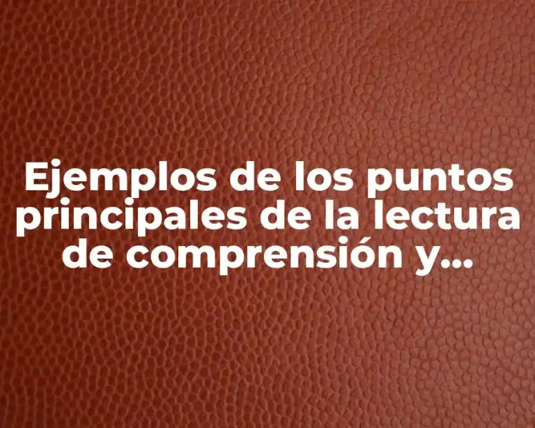 Ejemplos de los puntos principales de la lectura de comprensión y Significado