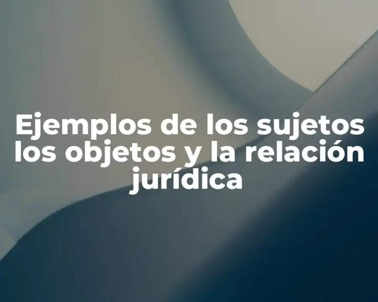 Ejemplos de los sujetos los objetos y la relación jurídica