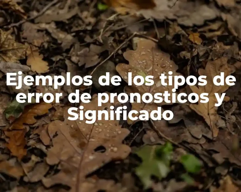 Ejemplos de los tipos de error de pronosticos y Significado