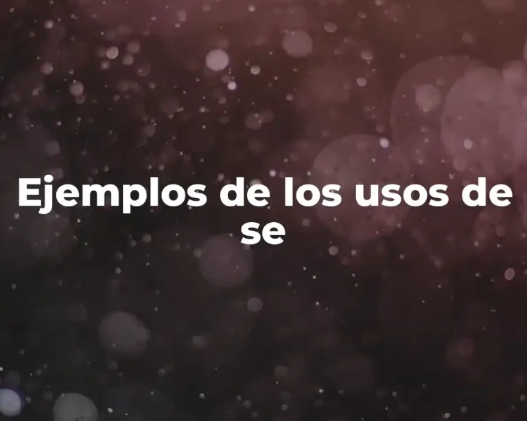Ejemplos de los usos de se