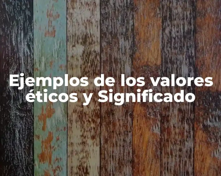 Ejemplos de los valores éticos y Significado